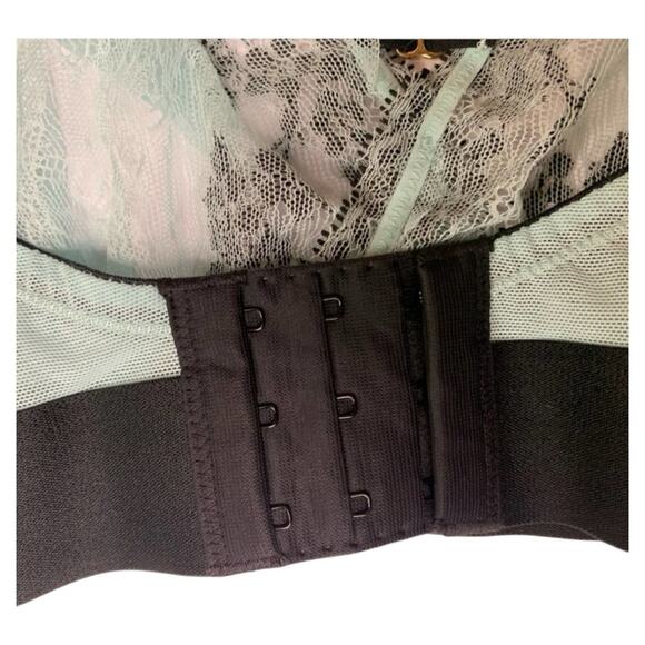 Cacique Unlined Bralette Size 44DD Lace and Mesh Bralette Mint Blue/Green Bra - Picture 4 of 5